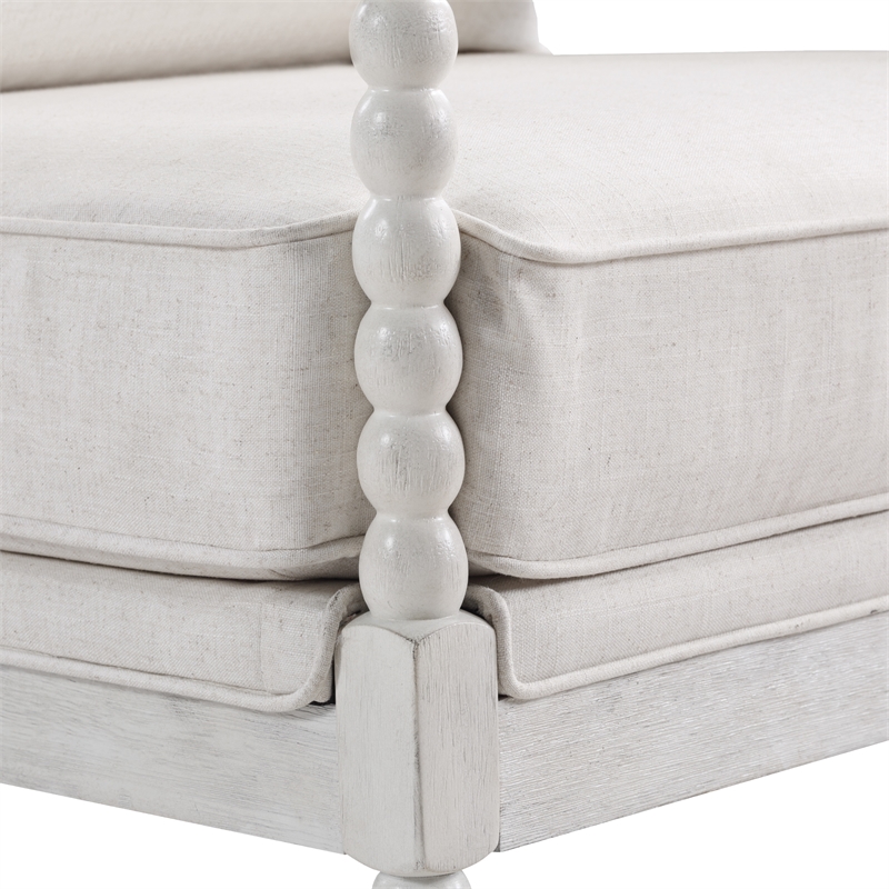 Scranton & Co Classic Spindle Arm Chair in Linen Beige with White Frame