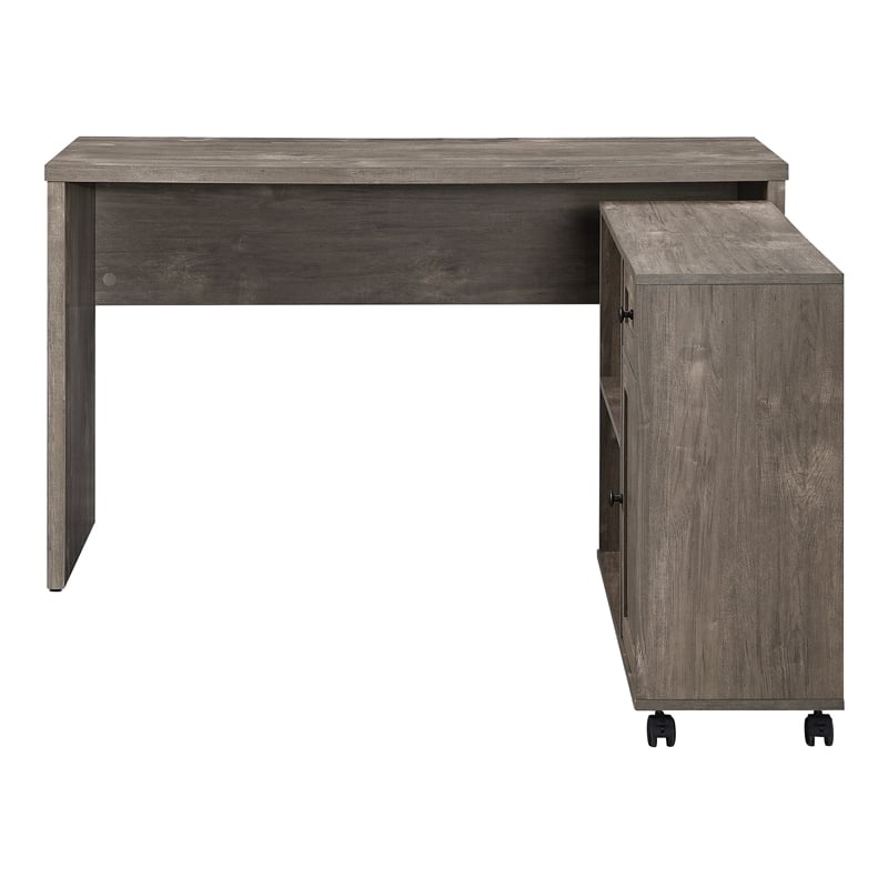 Scranton & Co Workstation Desk With Mobile Return Cart in Scottish Alder Gray