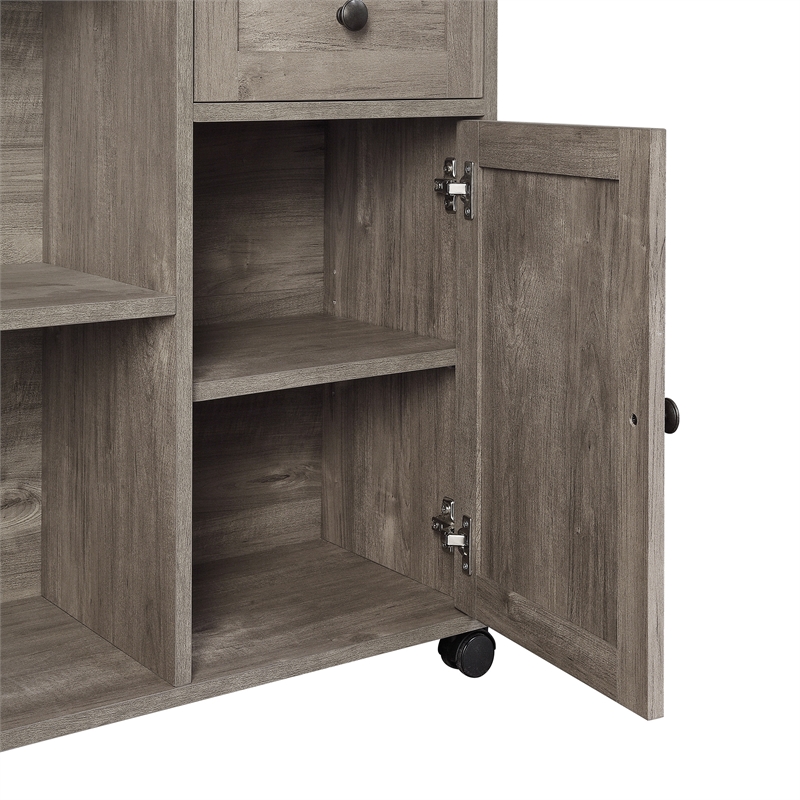 Scranton & Co Workstation Desk With Mobile Return Cart in Scottish Alder Gray