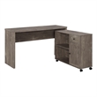 Scranton & Co Workstation Desk With Mobile Return Cart in Scottish Alder Gray