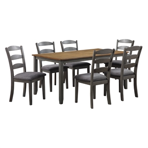 Scranton & Co 7-Piece Wood Dining Table Set in Natural Top and Gray Base