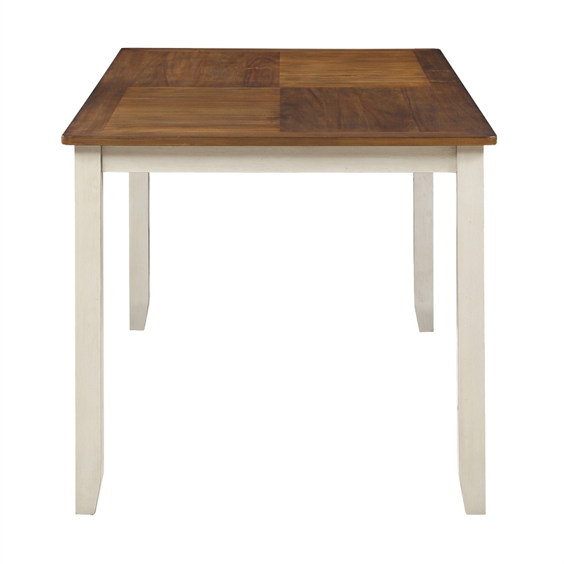 Scranton & Co 7-Piece Wood Dining Set in Tobacco Top and Cream Base