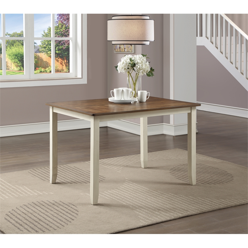 Scranton & Co 47-Inch 5-Piece Wood Dining Set in Tobacco and Cream Finish