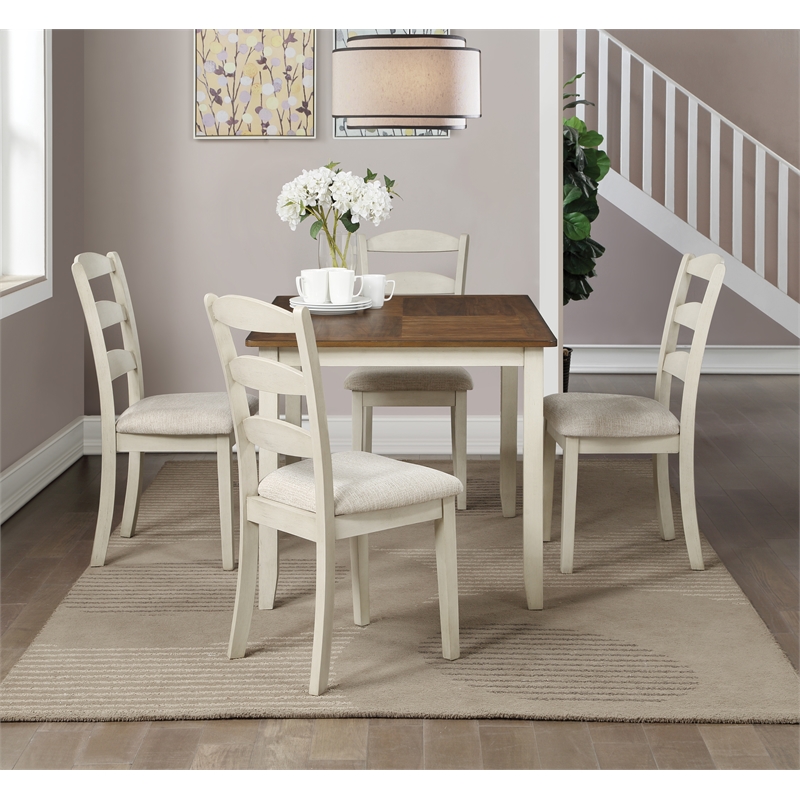 Scranton & Co 47-Inch 5-Piece Wood Dining Set in Tobacco and Cream Finish