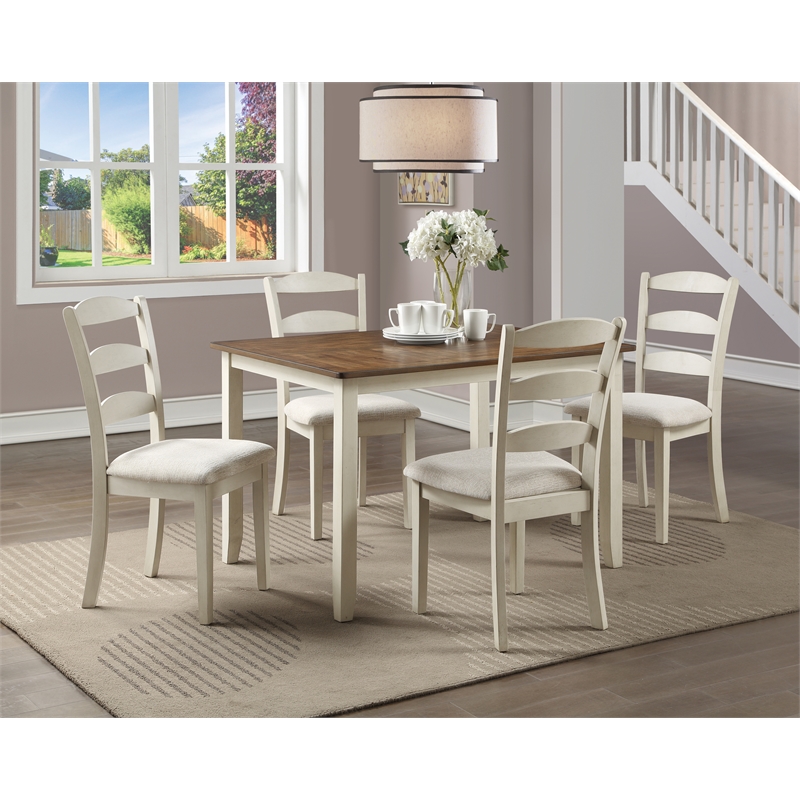Scranton & Co 47-Inch 5-Piece Wood Dining Set in Tobacco and Cream Finish