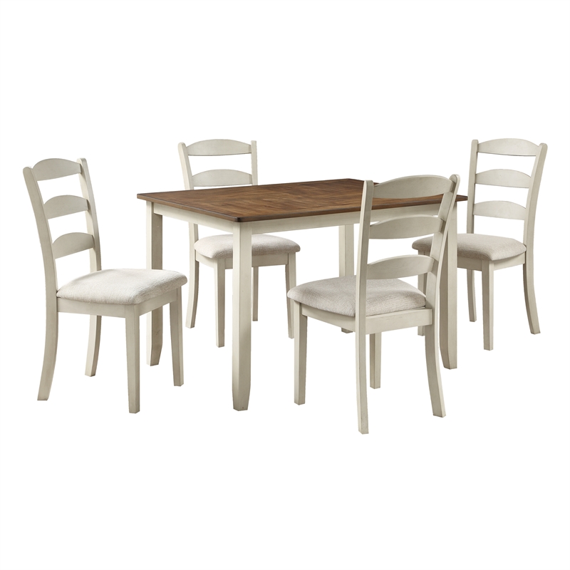 Scranton & Co 47-Inch 5-Piece Wood Dining Set in Tobacco and Cream Finish