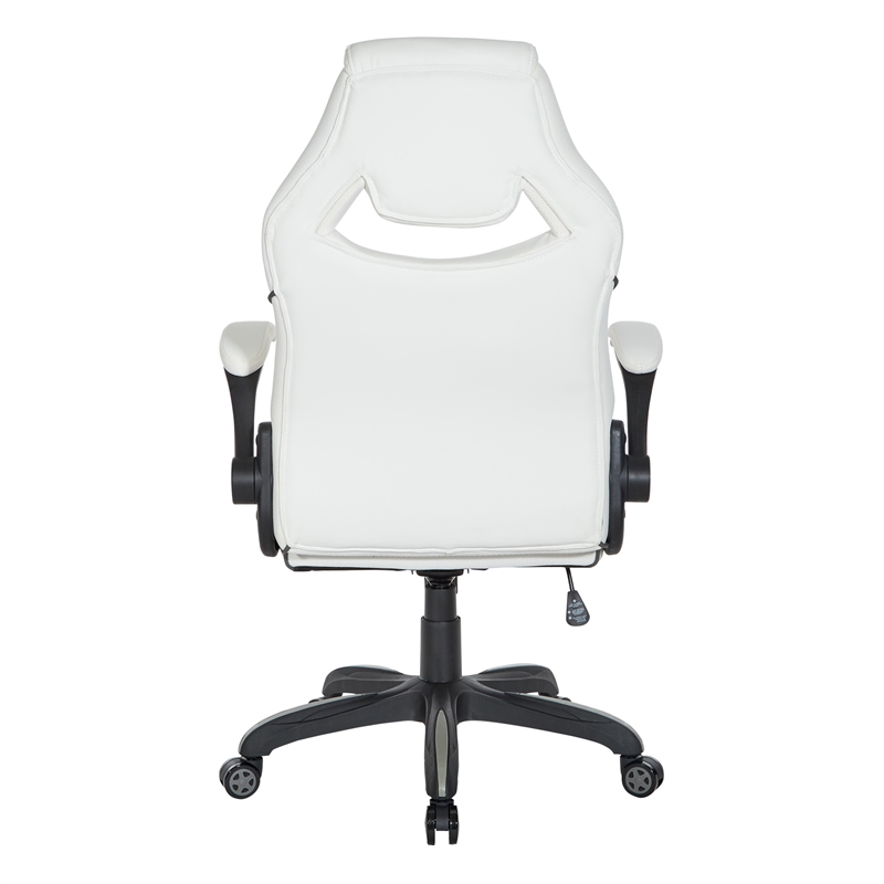 Scranton & Co White Faux Leather Gaming Chair with Lumbar Support