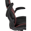 Scranton & Co Black Faux Leather Gaming Chair with Red Trim and Lumbar Support
