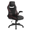Scranton & Co Black Faux Leather Gaming Chair with Red Trim and Lumbar Support