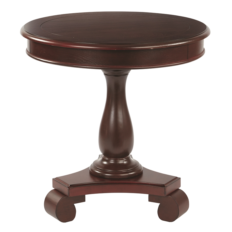 Scranton & Co Hand Painted Round Accent Table in Vintage Wine Cherry