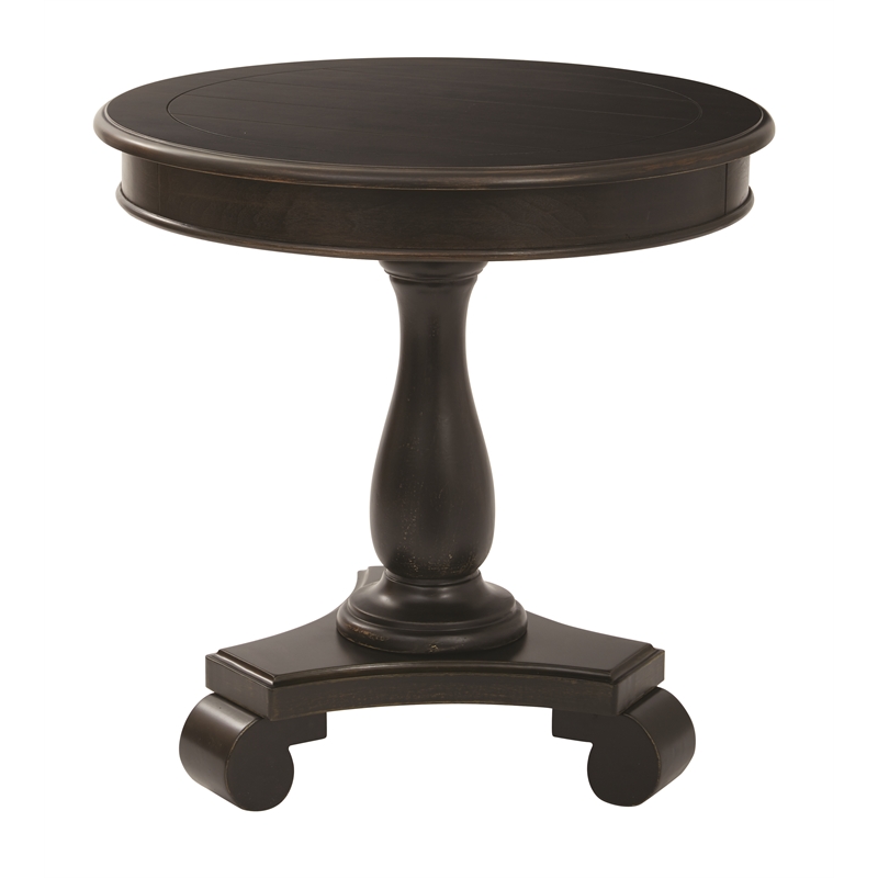 Scranton & Co Hand Painted Round Accent Table in Antique Black