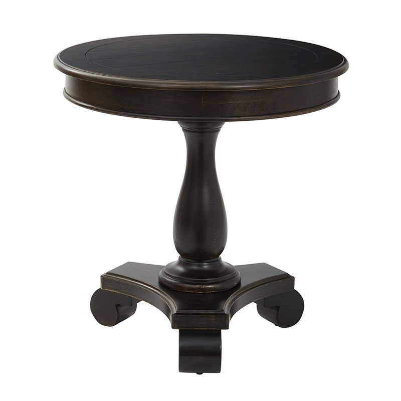 Scranton & Co Hand Painted Round Accent Table in Antique Black