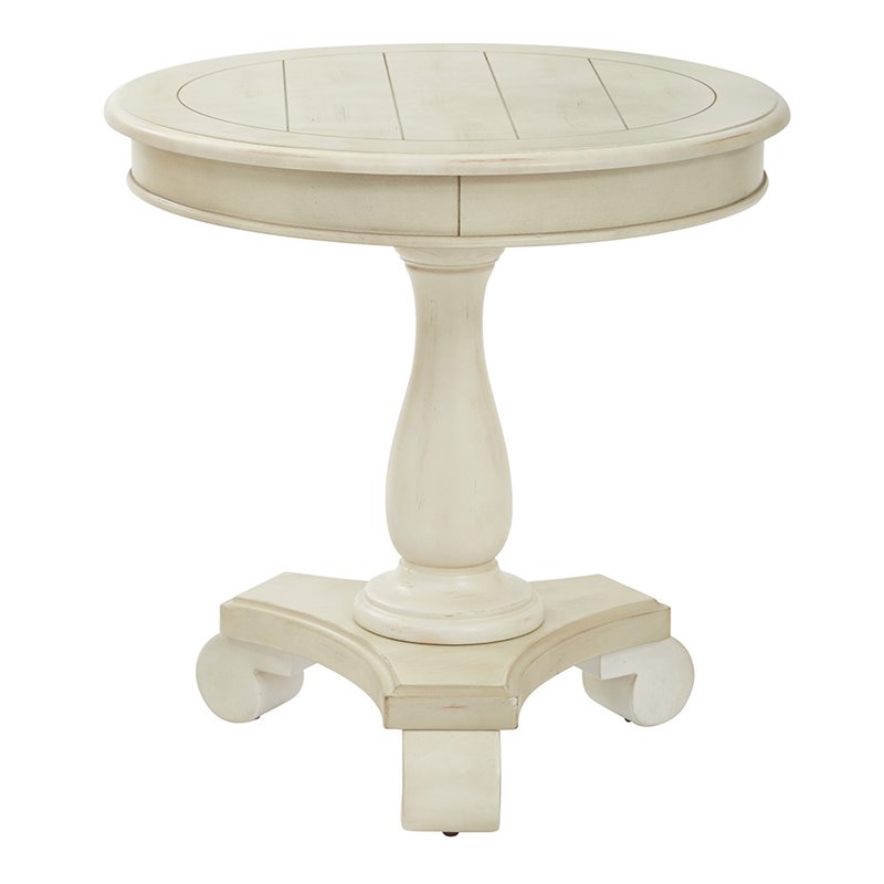 Scranton & Co Hand Painted Round Accent Table in Antique Beige