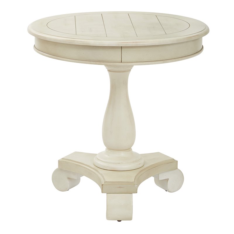 Scranton & Co Hand Painted Round Accent Table in Antique Beige