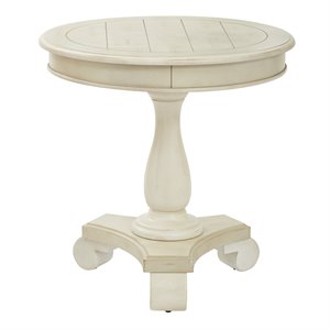 Scranton & Co Hand Painted Round Accent Table in Antique Beige