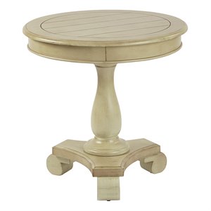 Scranton & Co Antique Celedon Round Accent Table in Hand Painted Beige Wood