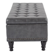 Scranton & Co Gray Bonded Leather Square Storage Ottoman with Nailhead Trim