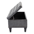 Scranton & Co Gray Bonded Leather Square Storage Ottoman with Nailhead Trim