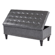 Scranton & Co Gray Bonded Leather Square Storage Ottoman with Nailhead Trim