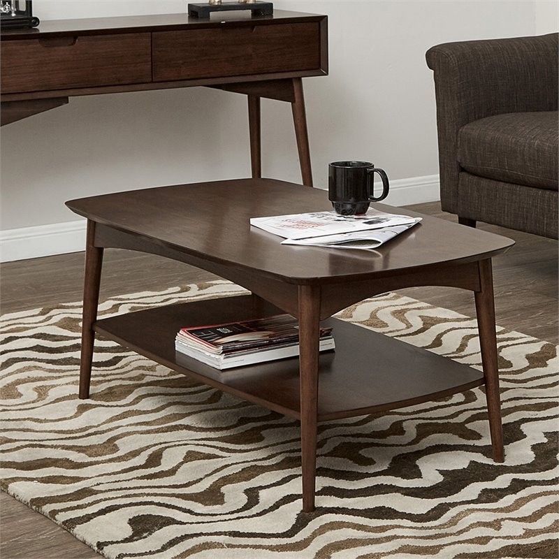 Scranton & Co Walnut Brown Wood Console Table with 2 Drawers and Storage