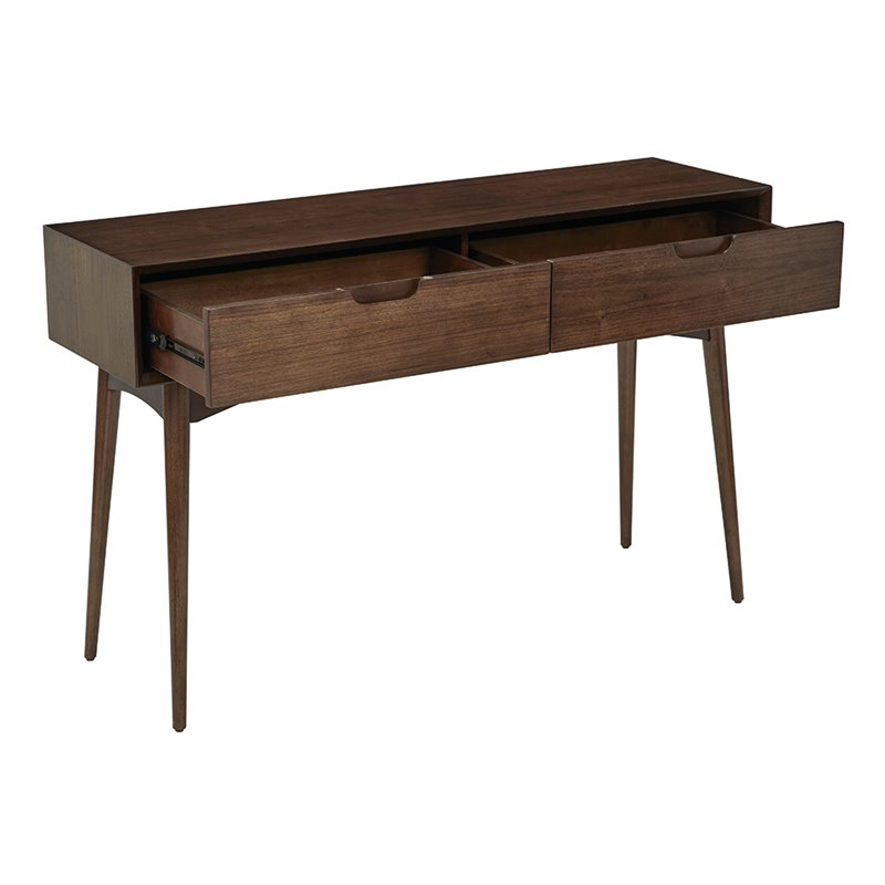 Scranton & Co Walnut Brown Wood Console Table with 2 Drawers and Storage