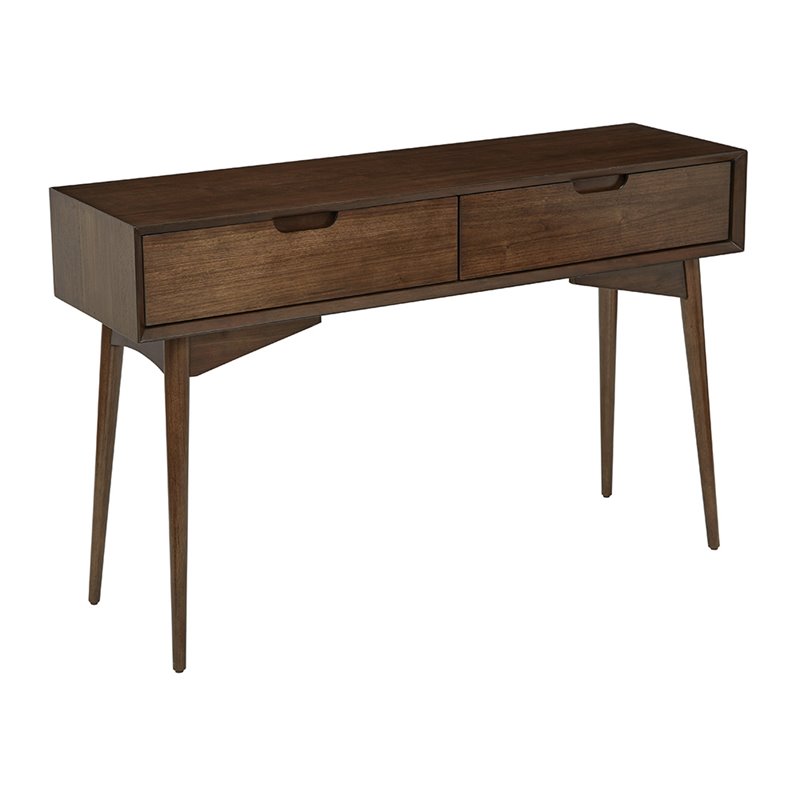 Scranton & Co Walnut Brown Wood Console Table with 2 Drawers and Storage