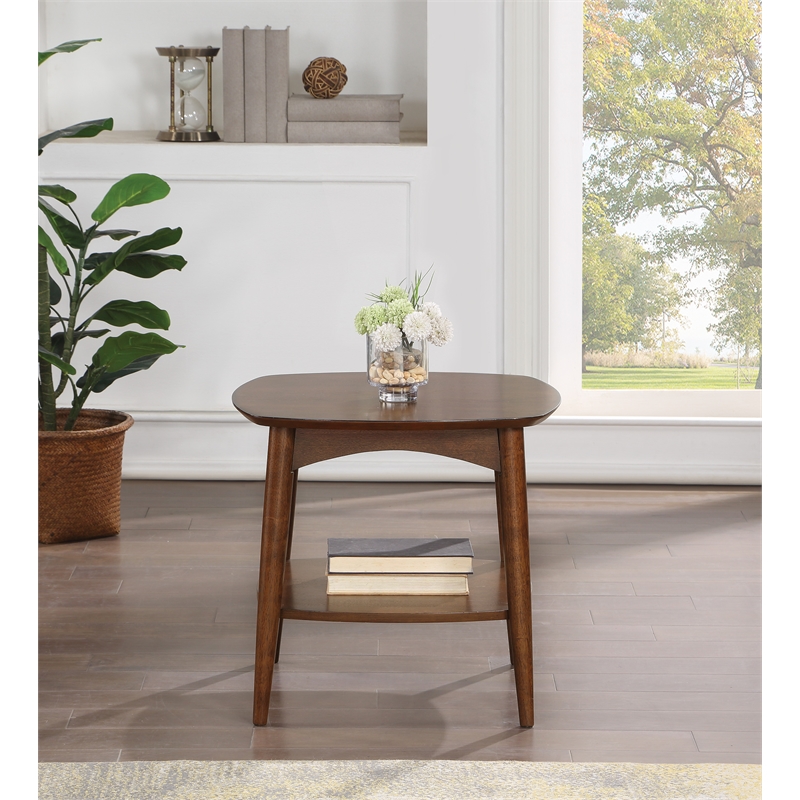 Scranton & Co Walnut Brown Wood Accent Table with Lower Storage Shelf