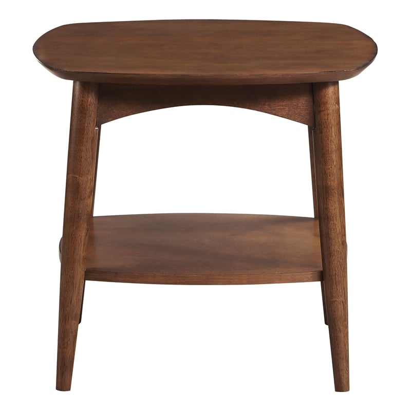 Scranton & Co Walnut Brown Wood Accent Table with Lower Storage Shelf