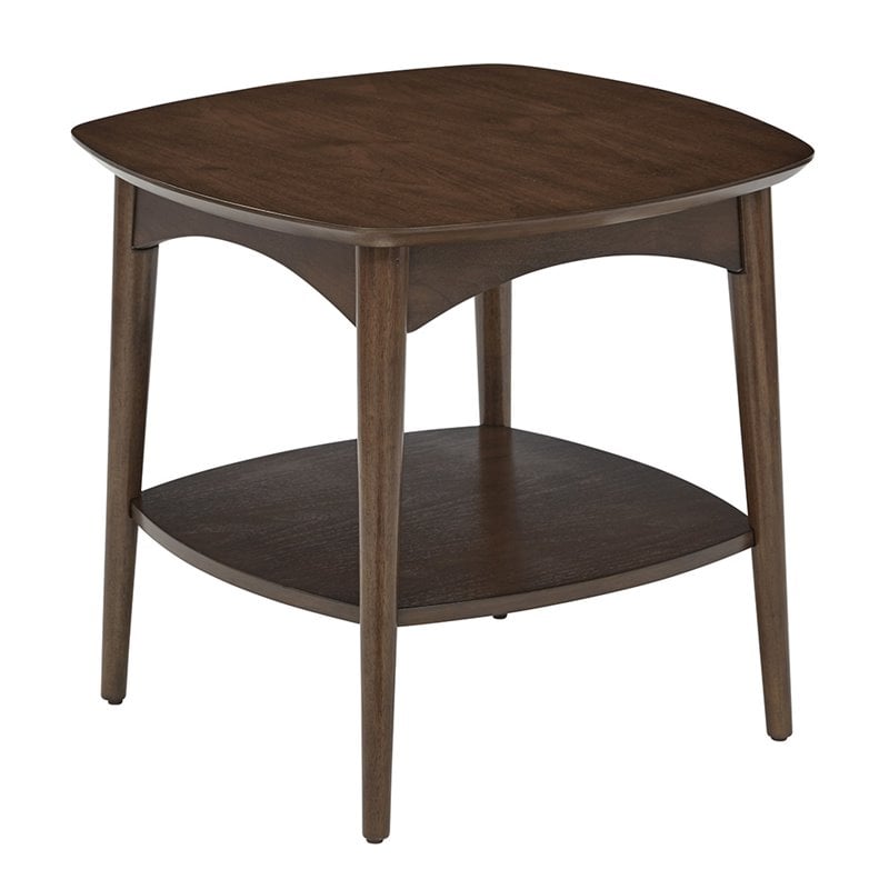 Scranton & Co Walnut Brown Wood Accent Table with Lower Storage Shelf