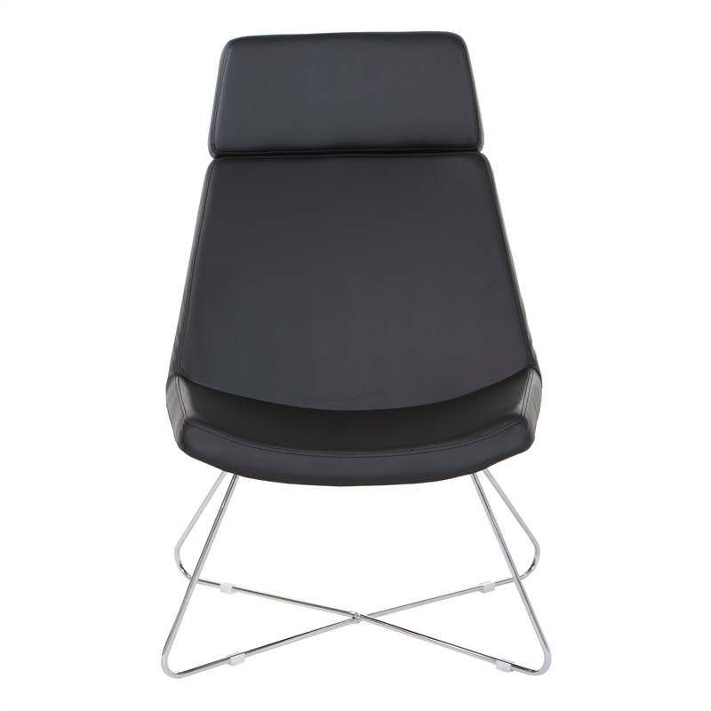 Scranton & Co Black Fabric Guest Chair with Chrome Sled Base and Headrest