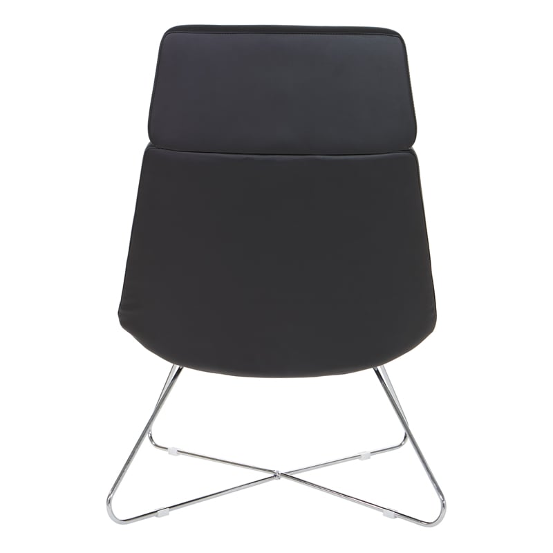 Scranton & Co Black Fabric Guest Chair with Chrome Sled Base and Headrest