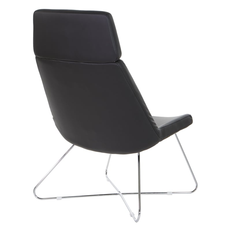 Scranton & Co Black Fabric Guest Chair with Chrome Sled Base and Headrest