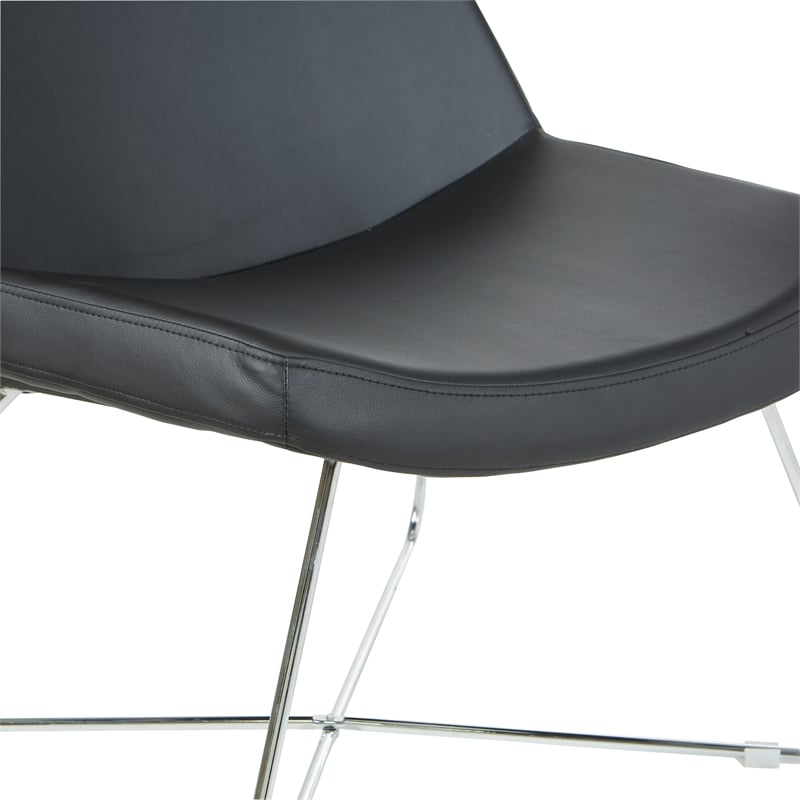 Scranton & Co Black Fabric Guest Chair with Chrome Sled Base and Headrest