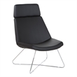 Scranton & Co Black Fabric Guest Chair with Chrome Sled Base and Headrest