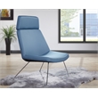 Scranton & Co Blue Fabric Guest Chair with Chrome Sled Base and Headrest