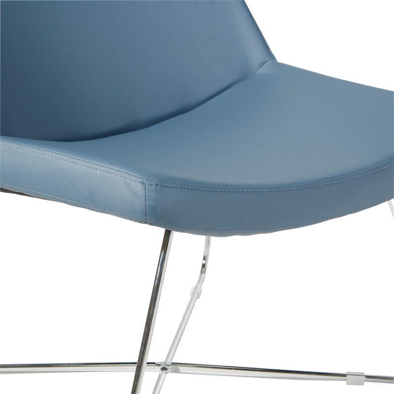 Scranton & Co Blue Fabric Guest Chair with Chrome Sled Base and Headrest