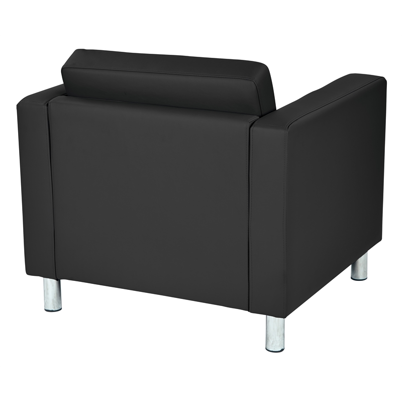Scranton & Co Club Armchair in Black Faux Leather with Silver Legs
