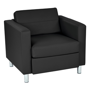 Scranton & Co Club Armchair in Black Faux Leather with Silver Legs