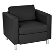 Scranton & Co Club Armchair in Black Faux Leather with Silver Legs