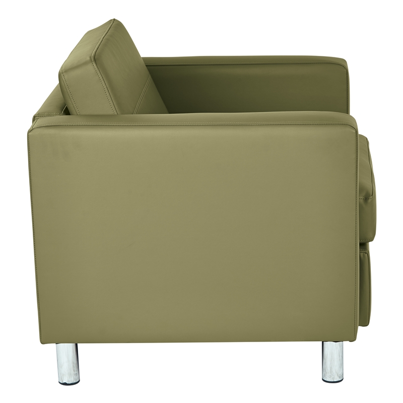 Scranton & Co Sage Green Faux Leather Club Armchair with Silver Legs