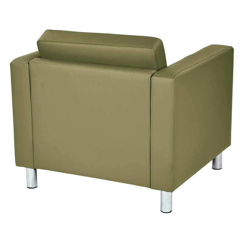 Scranton & Co Sage Green Faux Leather Club Armchair with Silver Legs