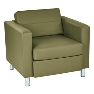 Scranton & Co Sage Green Faux Leather Club Armchair with Silver Legs