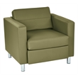 Scranton & Co Sage Green Faux Leather Club Armchair with Silver Legs