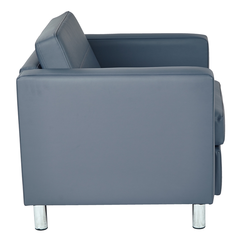 Scranton & Co Blue Faux Leather Club Armchair with Silver Finished Legs