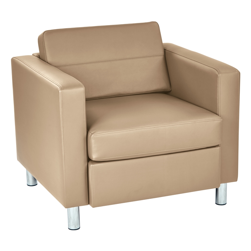 Scranton & Co Buff Cream Faux Leather Club Armchair with Silver Legs
