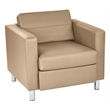 Scranton & Co Buff Cream Faux Leather Club Armchair with Silver Legs