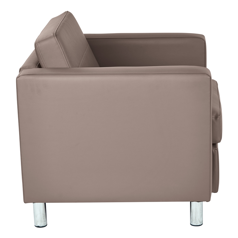 Scranton & Co Stratus Gray Faux Leather Club Armchair with Silver Legs
