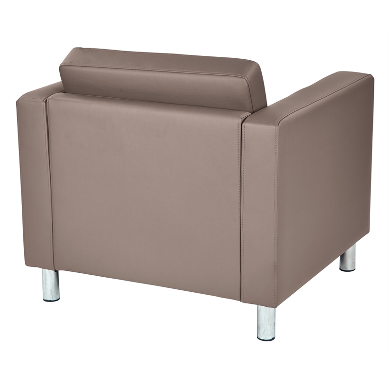 Scranton & Co Stratus Gray Faux Leather Club Armchair with Silver Legs