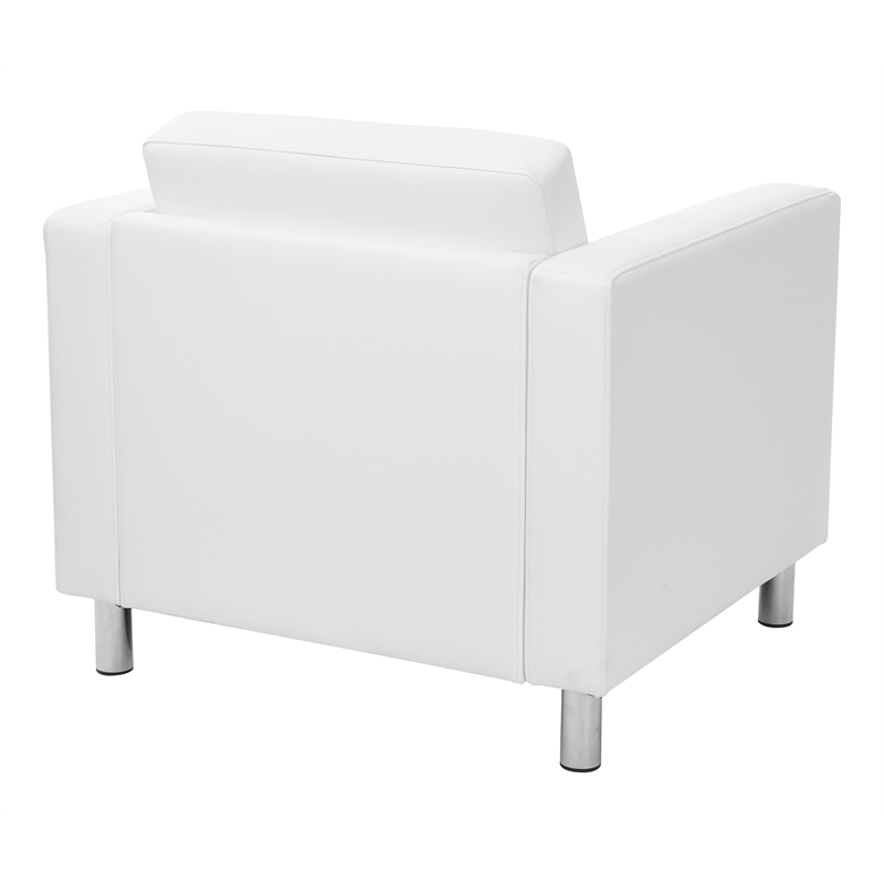 Scranton & Co Snow White Faux Leather Club Armchair with Silver Legs