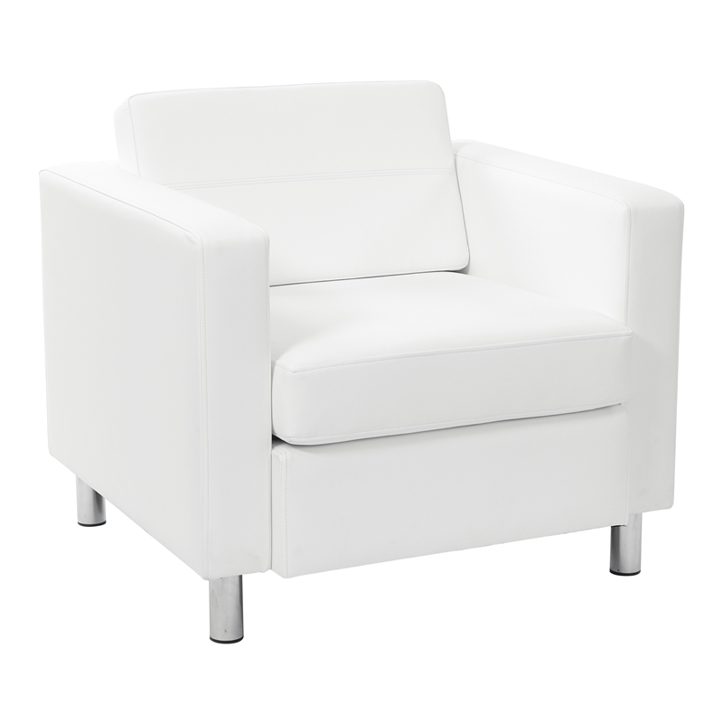 Scranton & Co Snow White Faux Leather Club Armchair with Silver Legs